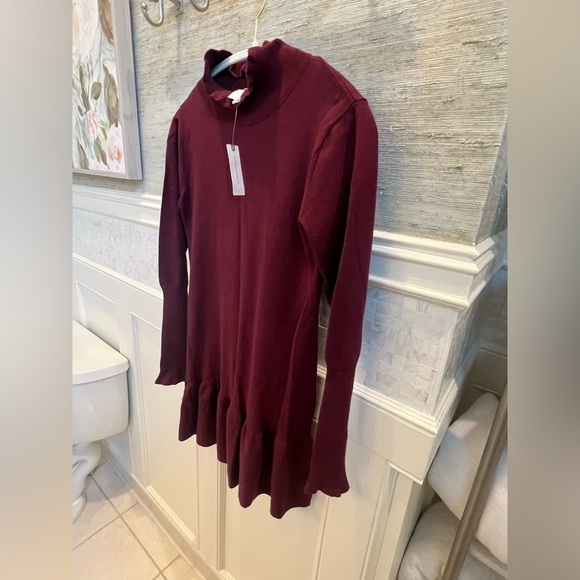 NWT new medium Anthropologie sundays Andes sweater dress burgundy mock neck - Picture 12 of 16